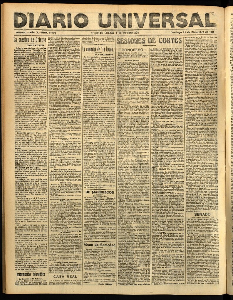 Miniatura de Diario Universal del 22 de diciembre de 1912