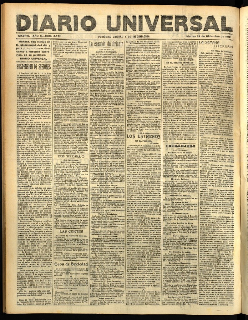 Miniatura de Diario Universal del 24 de diciembre de 1912
