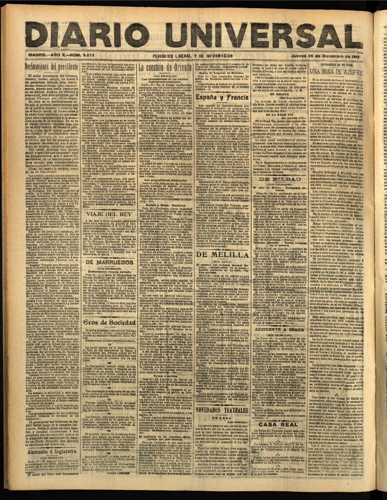 Miniatura de Diario Universal del 26 de diciembre de 1912