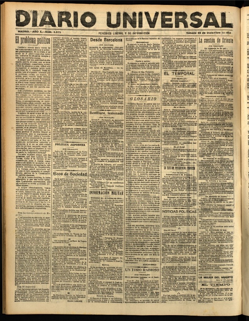 Miniatura de Diario Universal del 28 de diciembre de 1912