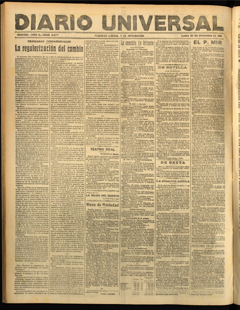 Miniatura de Diario Universal del 30 de diciembre de 1912