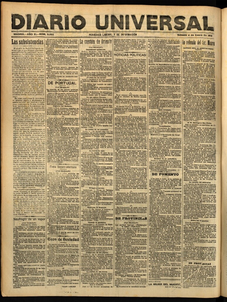 Miniatura de Diario Universal del 4 de enero de 1913