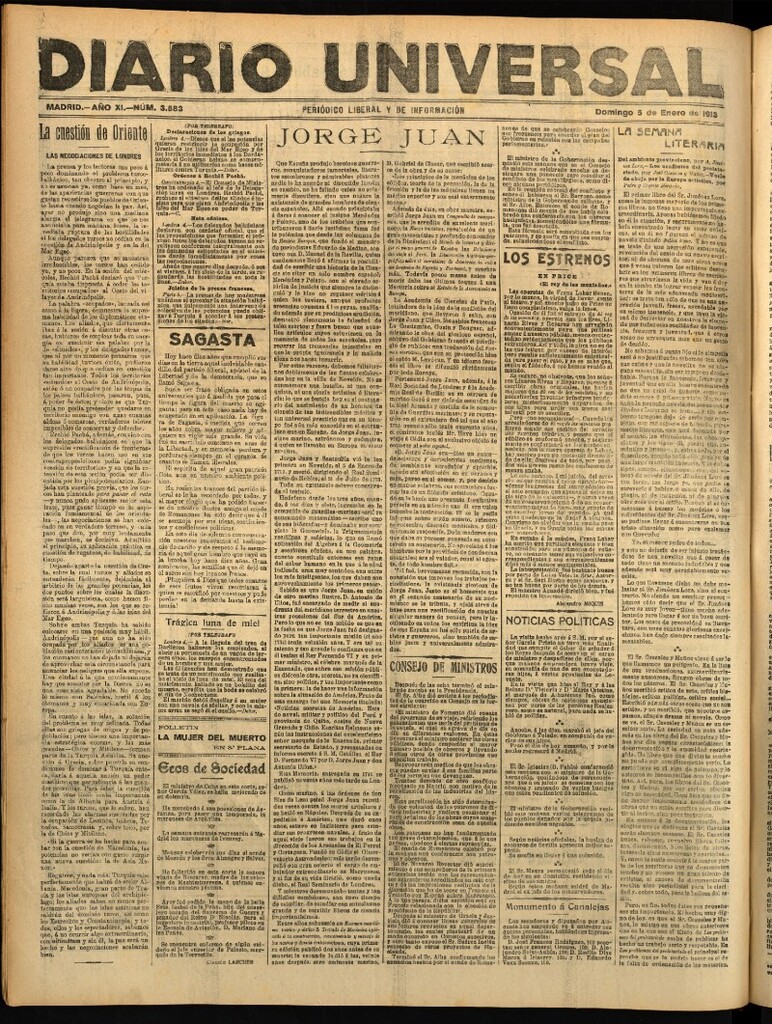 Miniatura de Diario Universal del 5 de enero de 1913