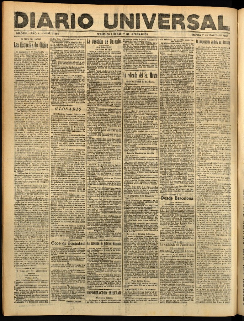 Miniatura de Diario Universal del 7 de enero de 1913