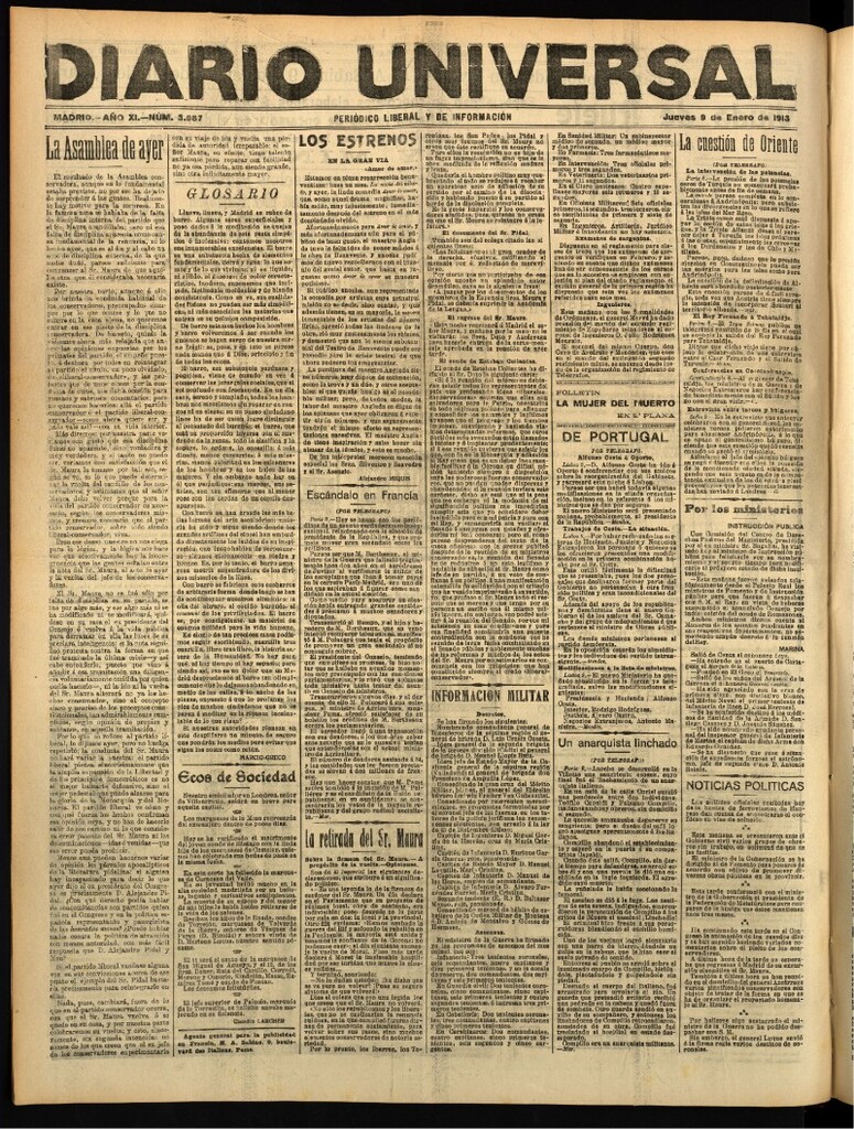 Miniatura de Diario Universal del 9 de enero de 1913