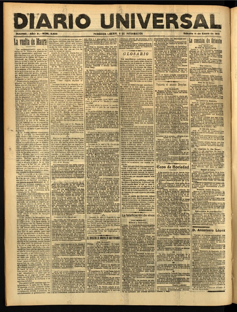 Miniatura de Diario Universal del 11 de enero de 1913