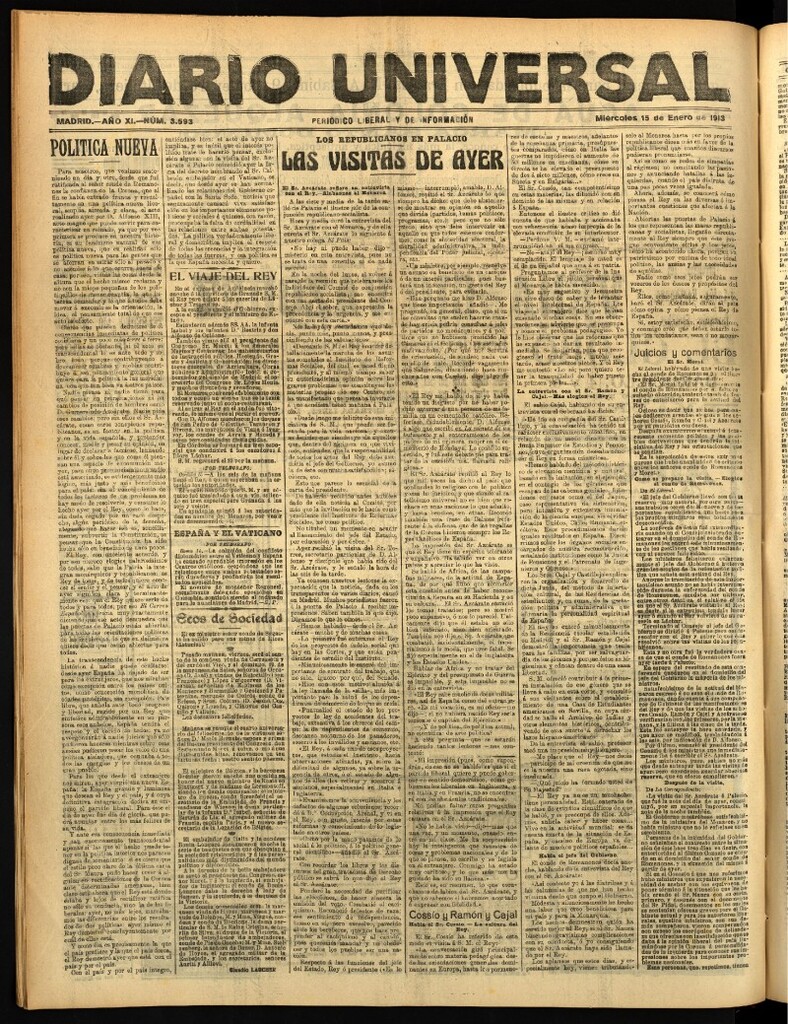 Miniatura de Diario Universal del 15 de enero de 1913