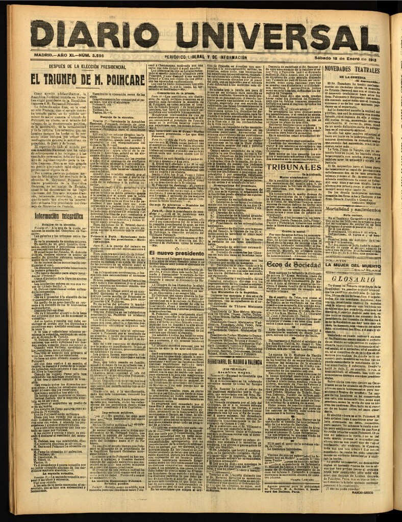 Miniatura de Diario Universal del 18 de enero de 1913