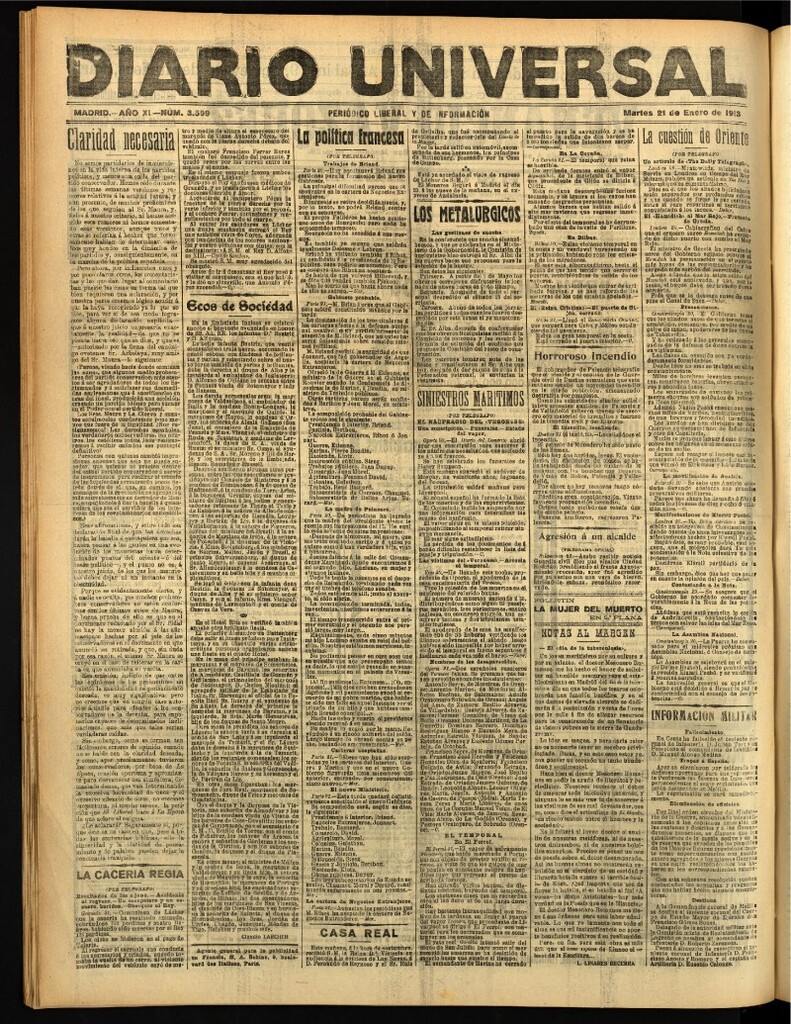 Miniatura de Diario Universal del 21 de enero de 1913
