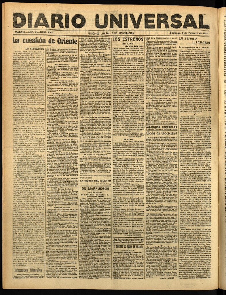 Miniatura de Diario Universal del 2 de febrero de 1913