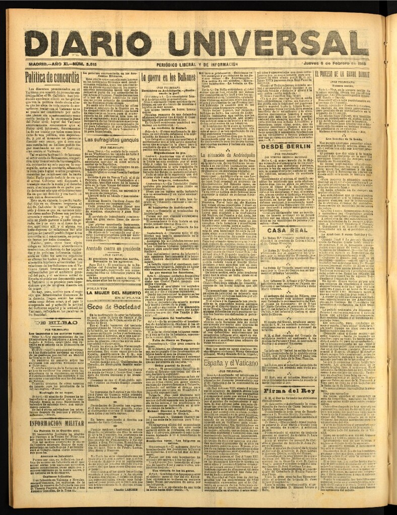 Miniatura de Diario Universal del 6 de febrero de 1913