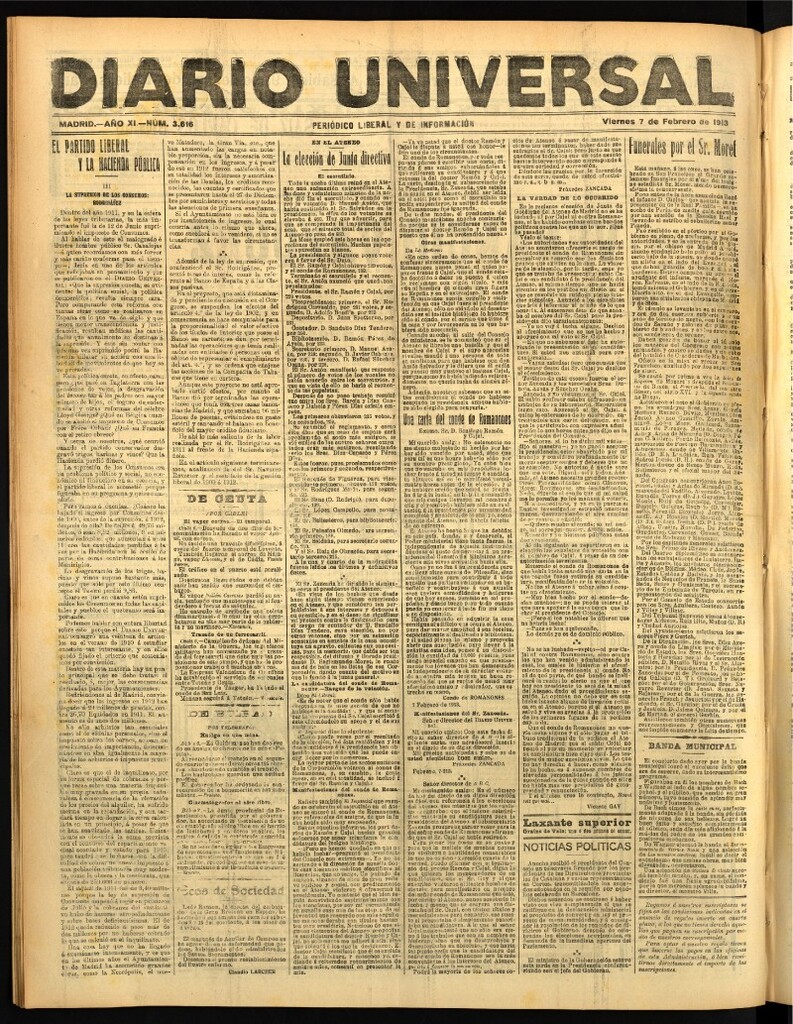 Miniatura de Diario Universal del 7 de febrero de 1913
