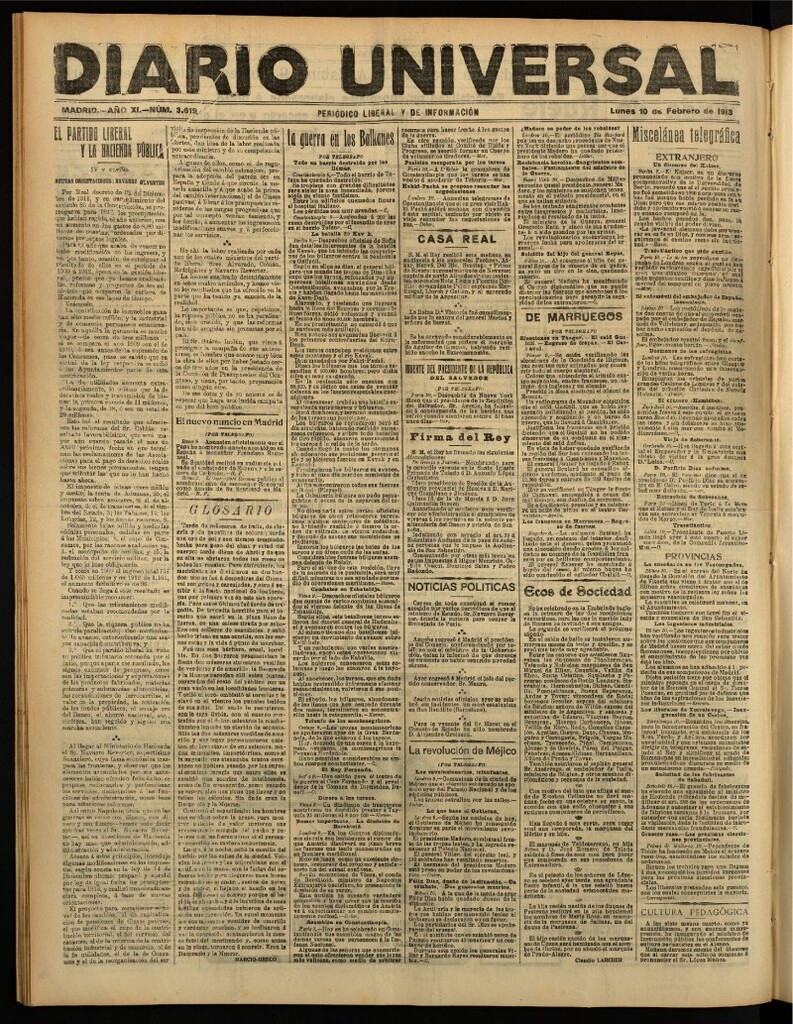 Miniatura de Diario Universal del 10 de febrero de 1913