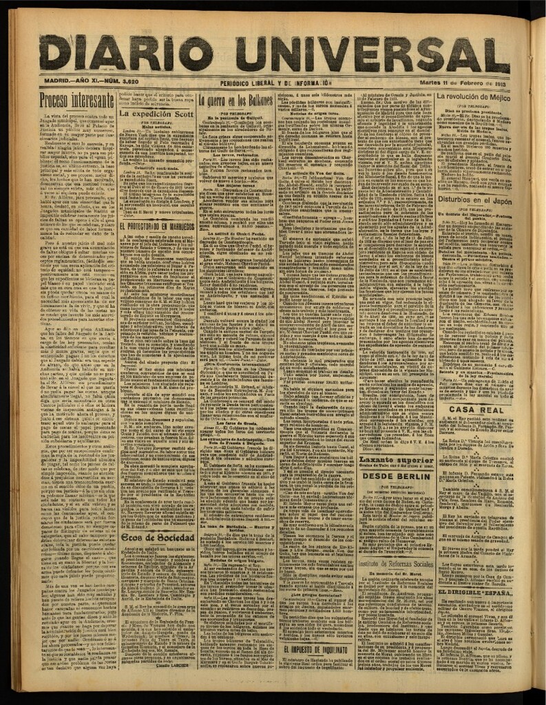 Miniatura de Diario Universal del 11 de febrero de 1913
