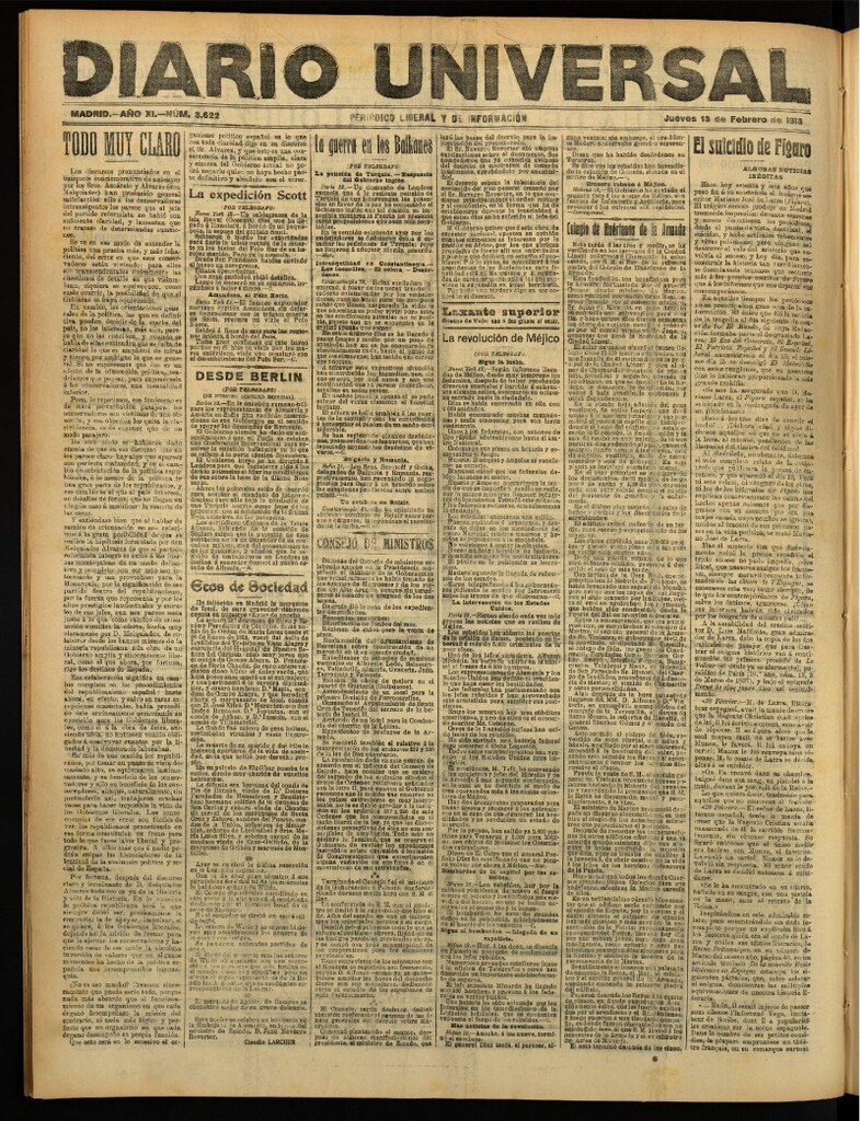 Miniatura de Diario Universal del 13 de febrero de 1913