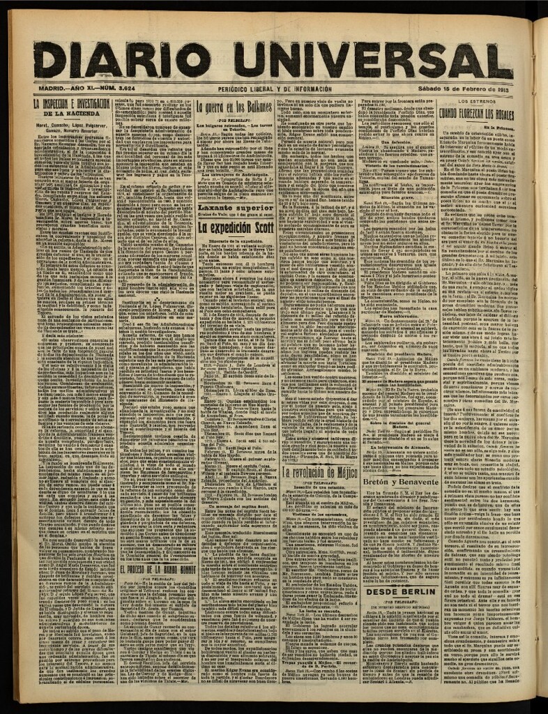 Miniatura de Diario Universal del 15 de febrero de 1913