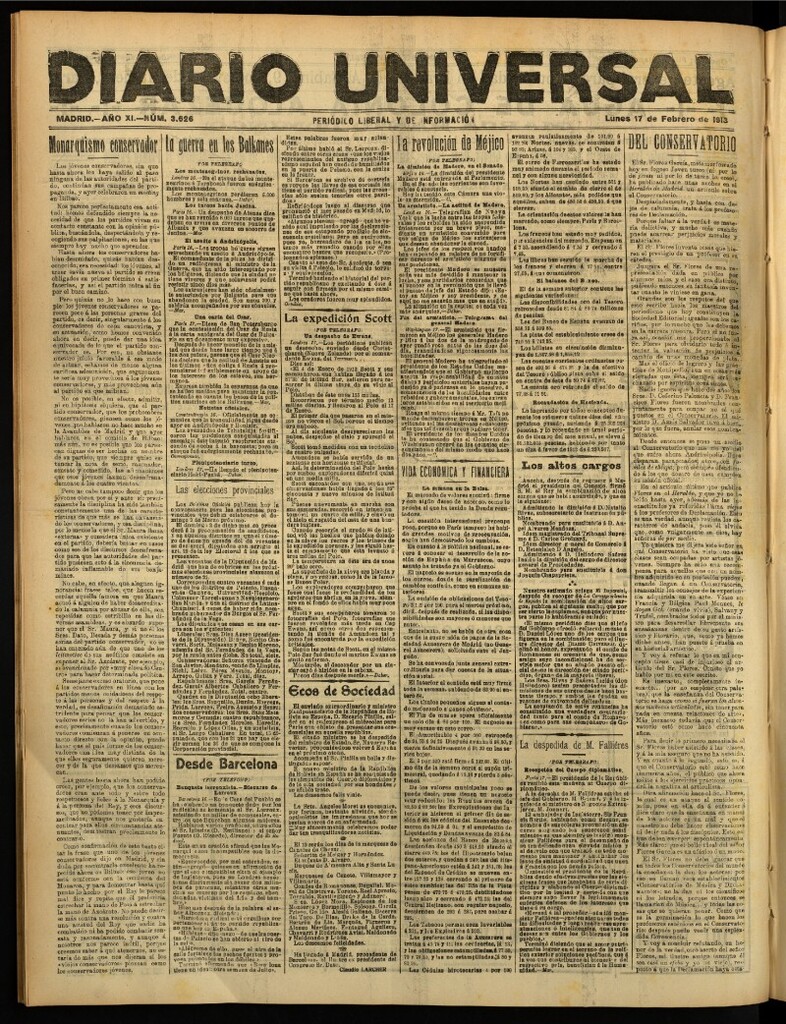 Miniatura de Diario Universal del 17 de febrero de 1913