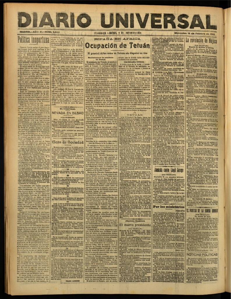 Miniatura de Diario Universal del 19 de febrero de 1913
