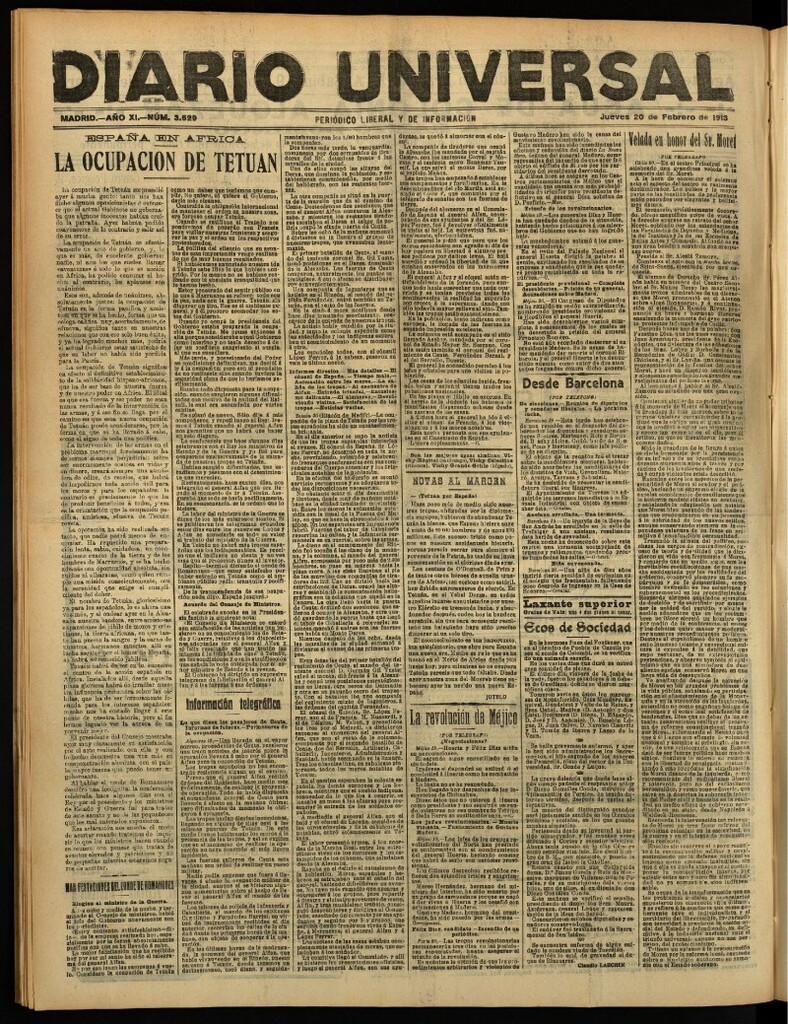 Miniatura de Diario Universal del 20 de febrero de 1913