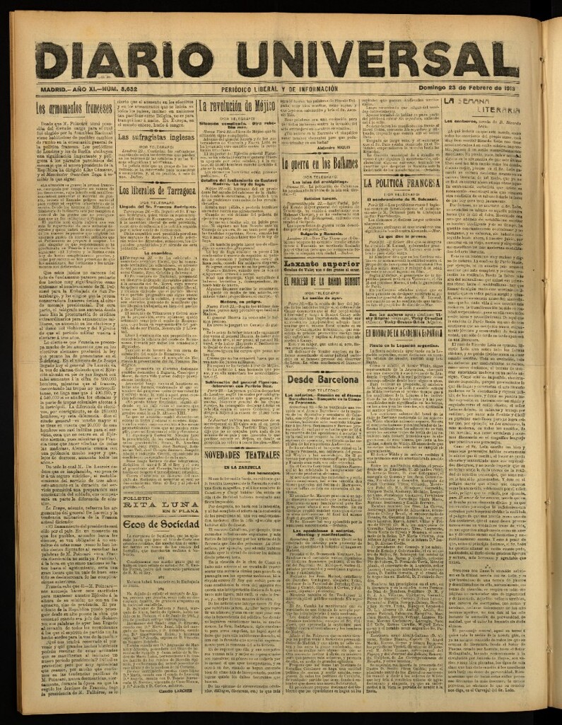 Miniatura de Diario Universal del 23 de febrero de 1913