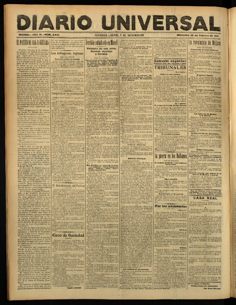 Miniatura de Diario Universal del 26 de febrero de 1913