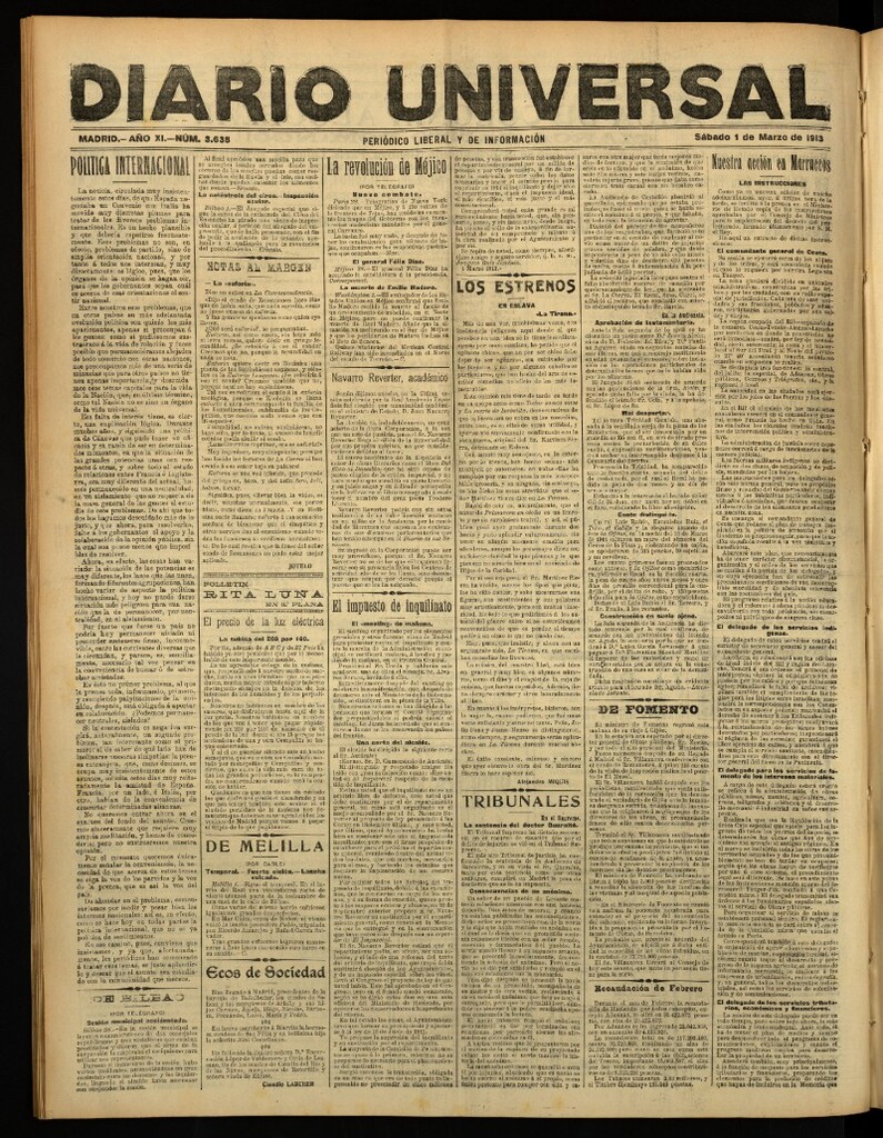 Miniatura de Diario Universal del 1 de marzo de 1913