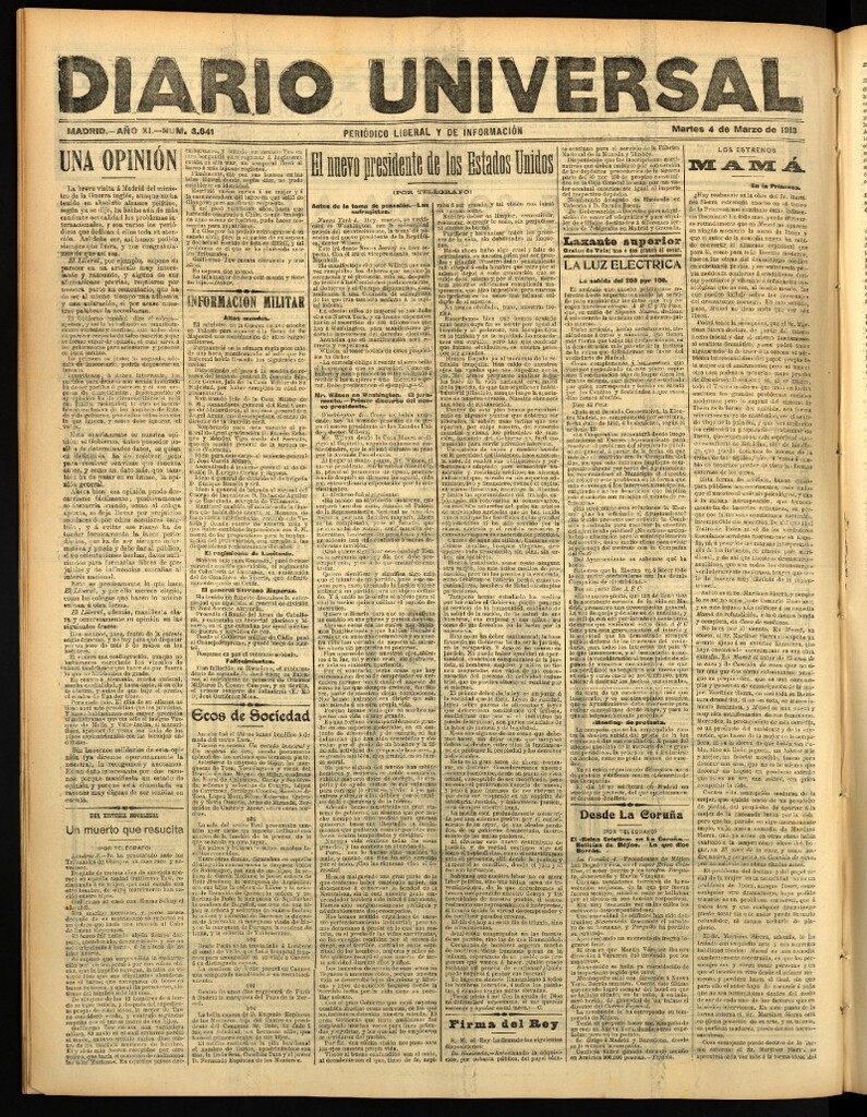 Miniatura de Diario Universal del 4 de marzo de 1913