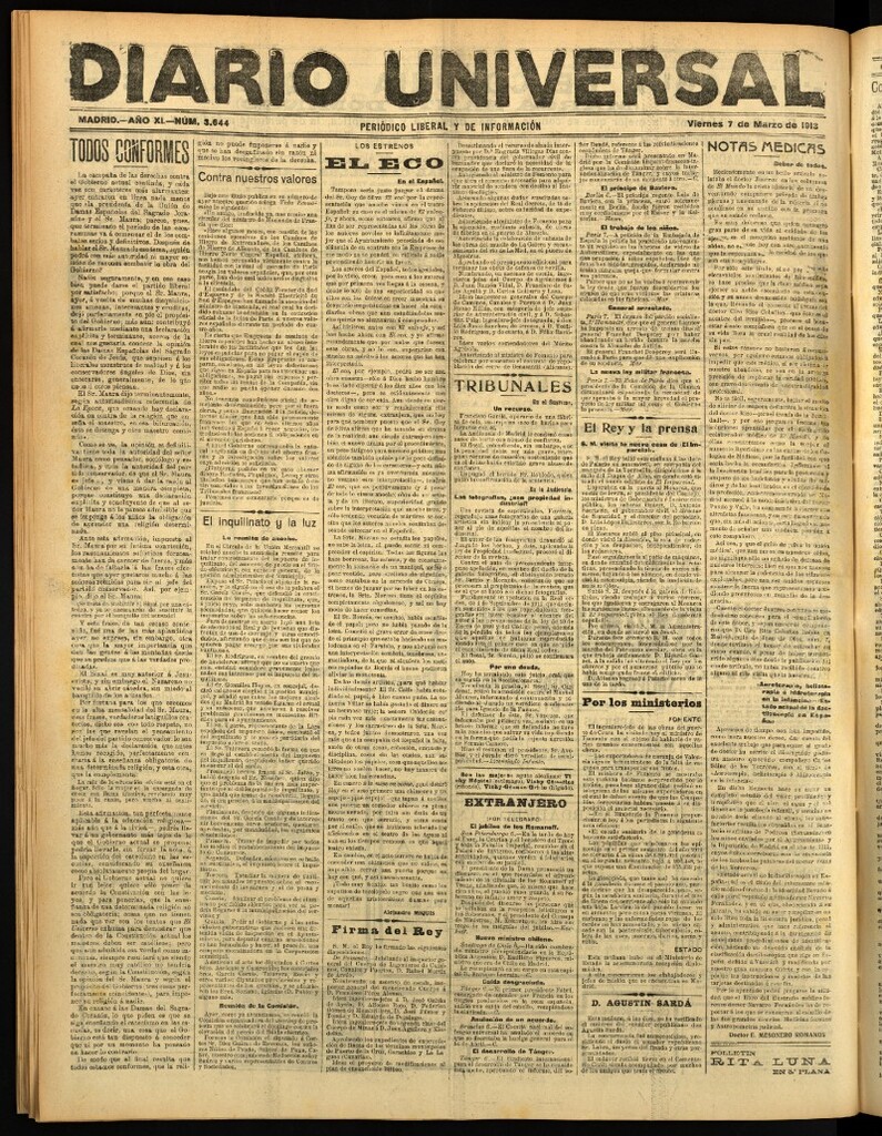 Miniatura de Diario Universal del 7 de marzo de 1913