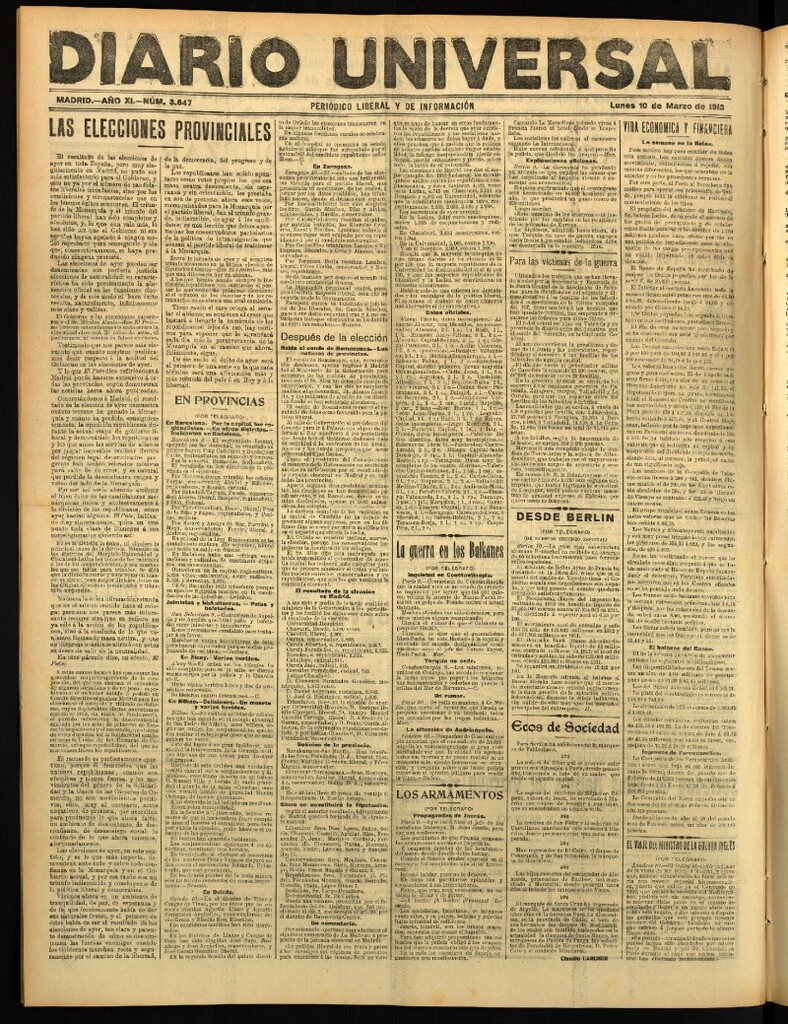 Miniatura de Diario Universal del 10 de marzo de 1913