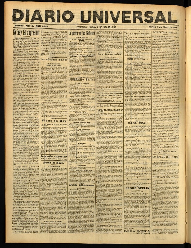Miniatura de Diario Universal del 11 de marzo de 1913