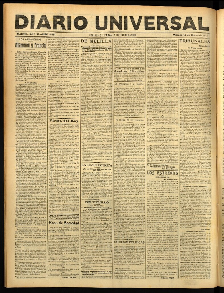 Miniatura de Diario Universal del 14 de marzo de 1913