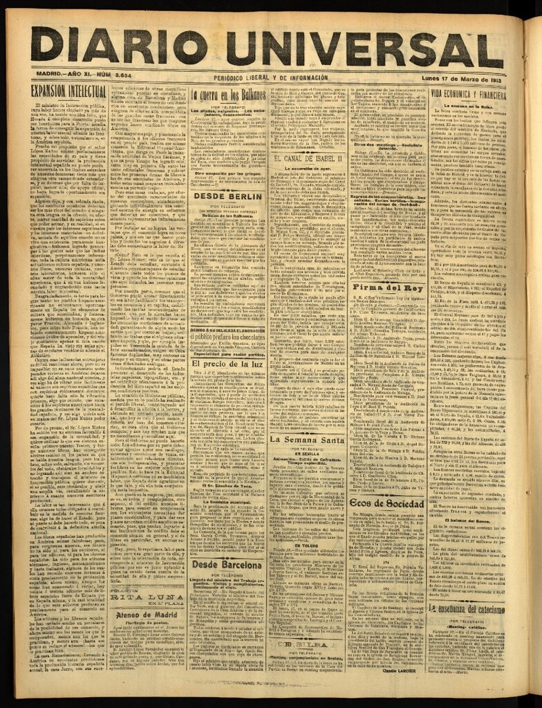 Miniatura de Diario Universal del 17 de marzo de 1913