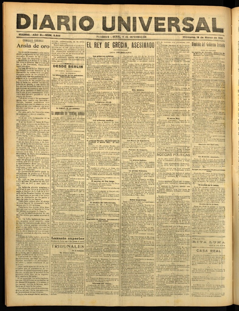 Miniatura de Diario Universal del 19 de marzo de 1913