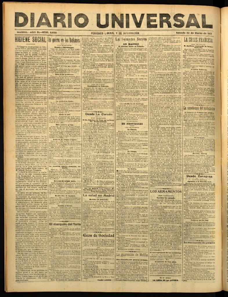 Miniatura de Diario Universal del 22 de marzo de 1913
