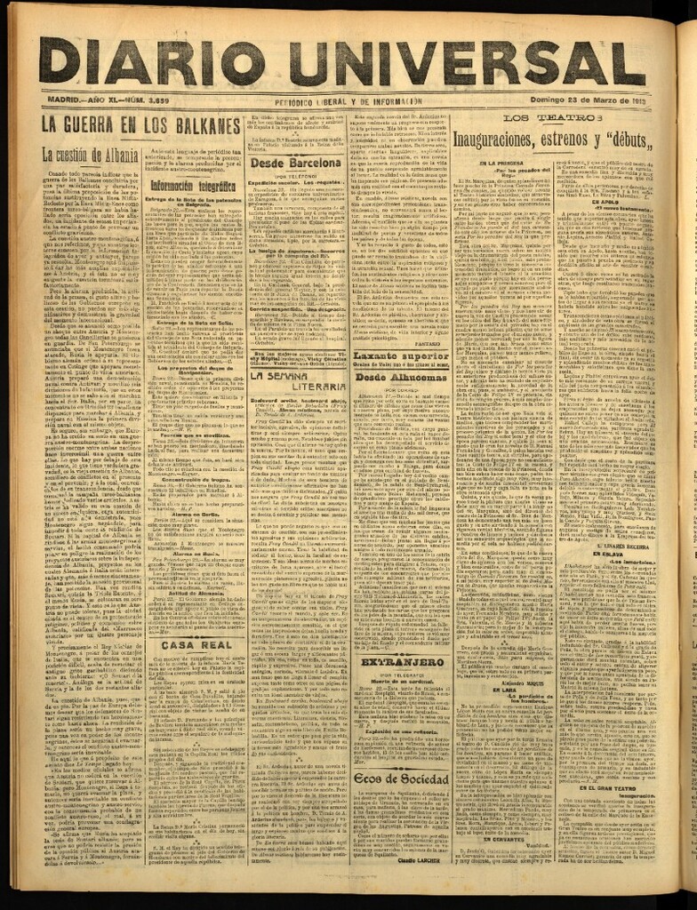 Miniatura de Diario Universal del 23 de marzo de 1913