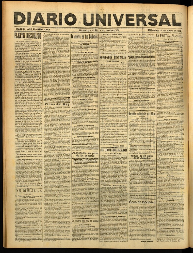 Miniatura de Diario Universal del 26 de marzo de 1913