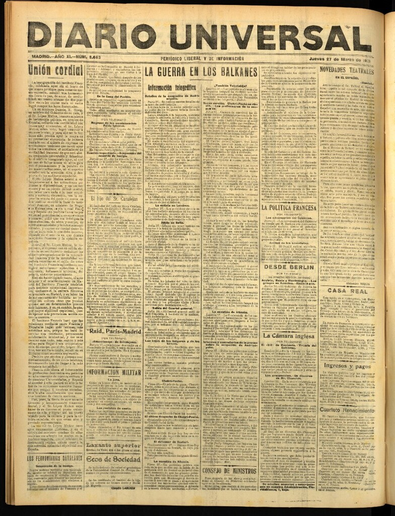 Miniatura de Diario Universal del 27 de marzo de 1913