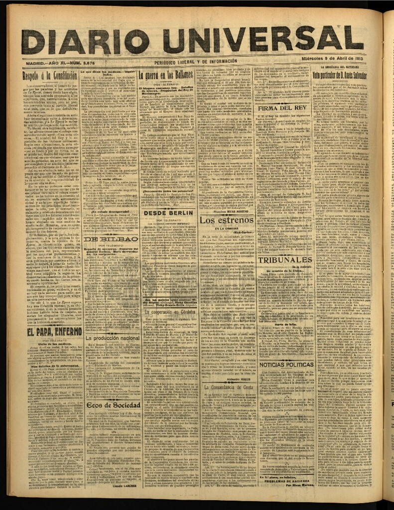 Miniatura de Diario Universal del 9 de abril de 1913