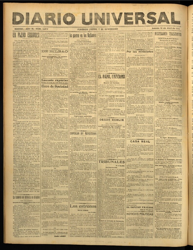 Miniatura de Diario Universal del 10 de abril de 1913