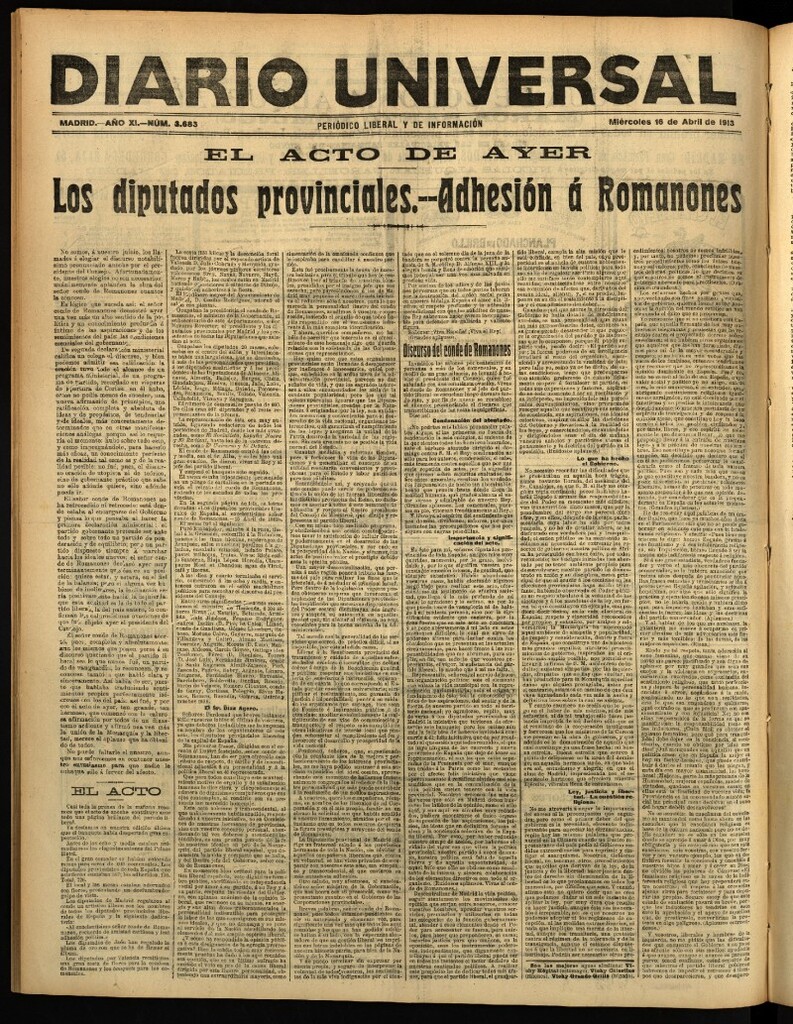 Miniatura de Diario Universal del 16 de abril de 1913