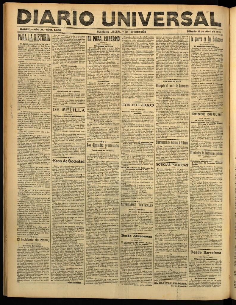 Miniatura de Diario Universal del 19 de abril de 1913