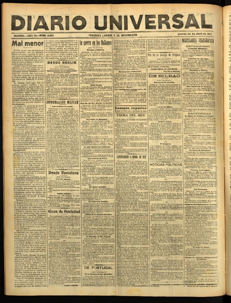 Miniatura de Diario Universal del 24 de abril de 1913