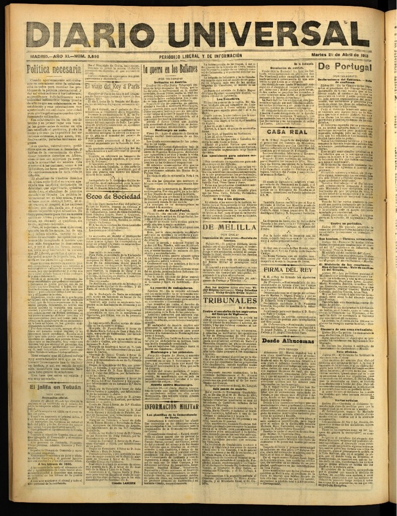Miniatura de Diario Universal del 29 de abril de 1913