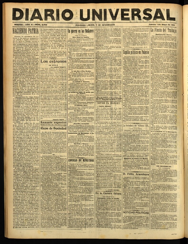 Miniatura de Diario Universal del 1 de mayo de 1913