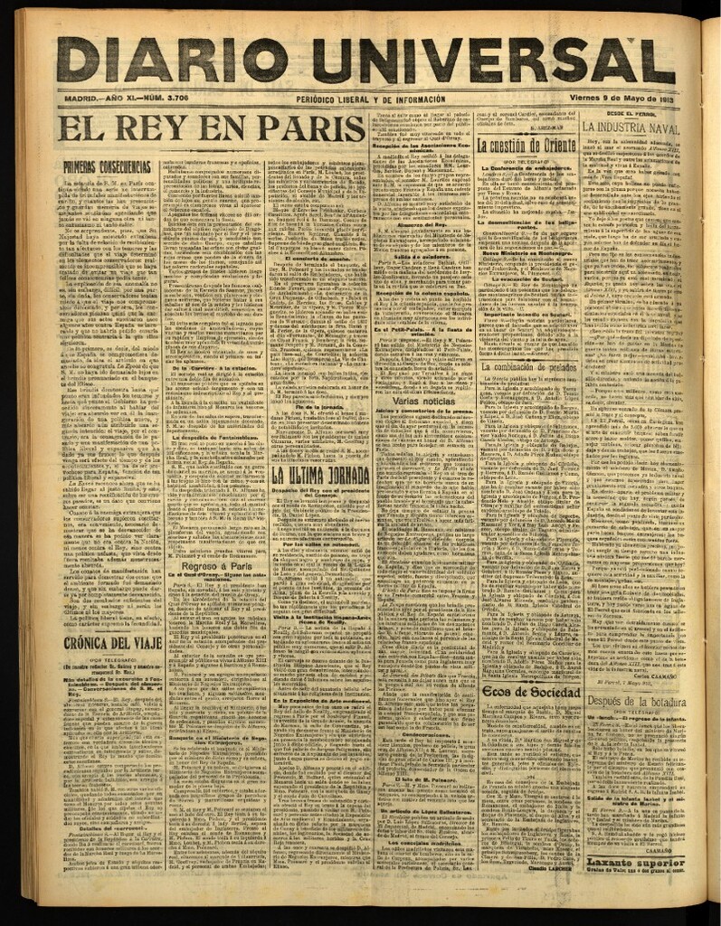 Miniatura de Diario Universal del 9 de mayo de 1913