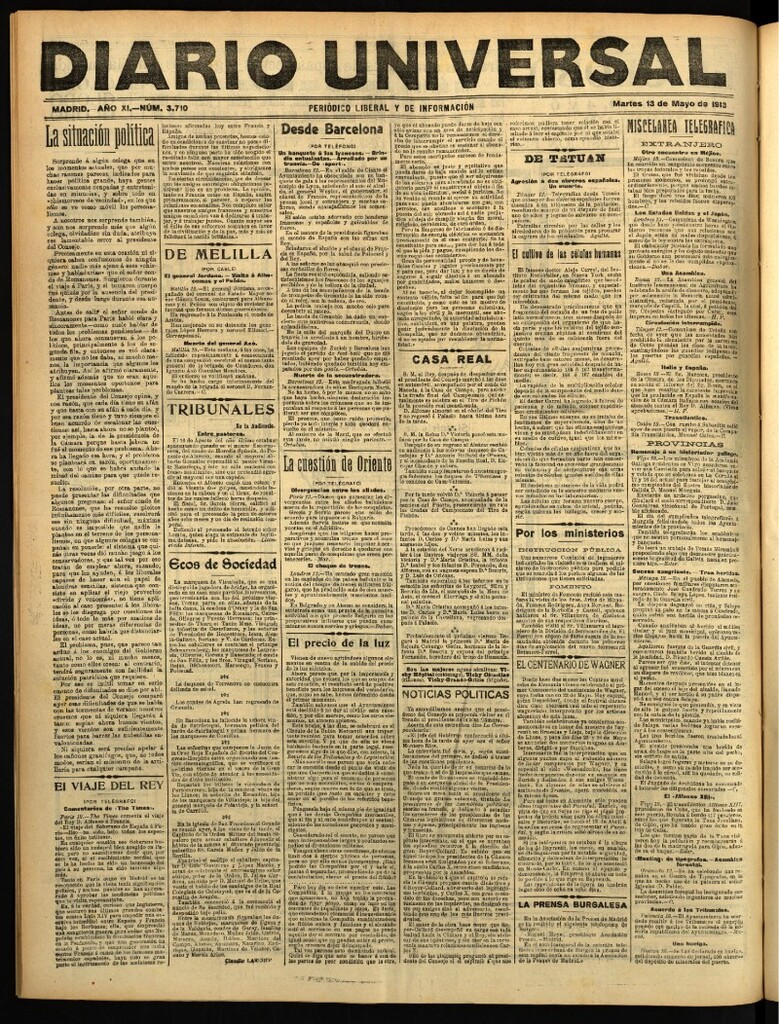 Miniatura de Diario Universal del 13 de mayo de 1913