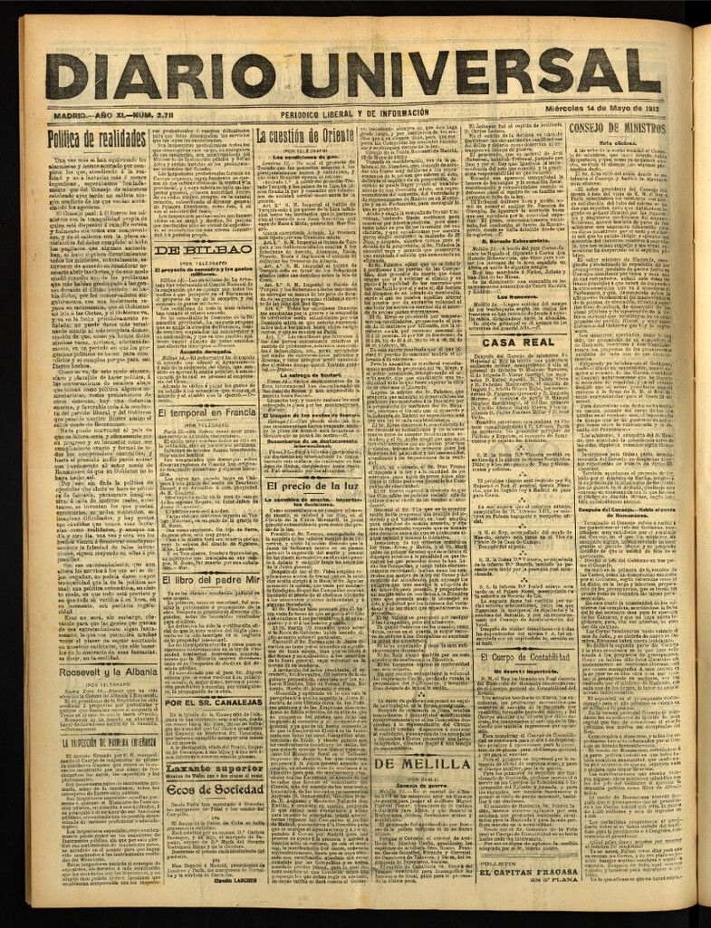 Miniatura de Diario Universal del 14 de mayo de 1913