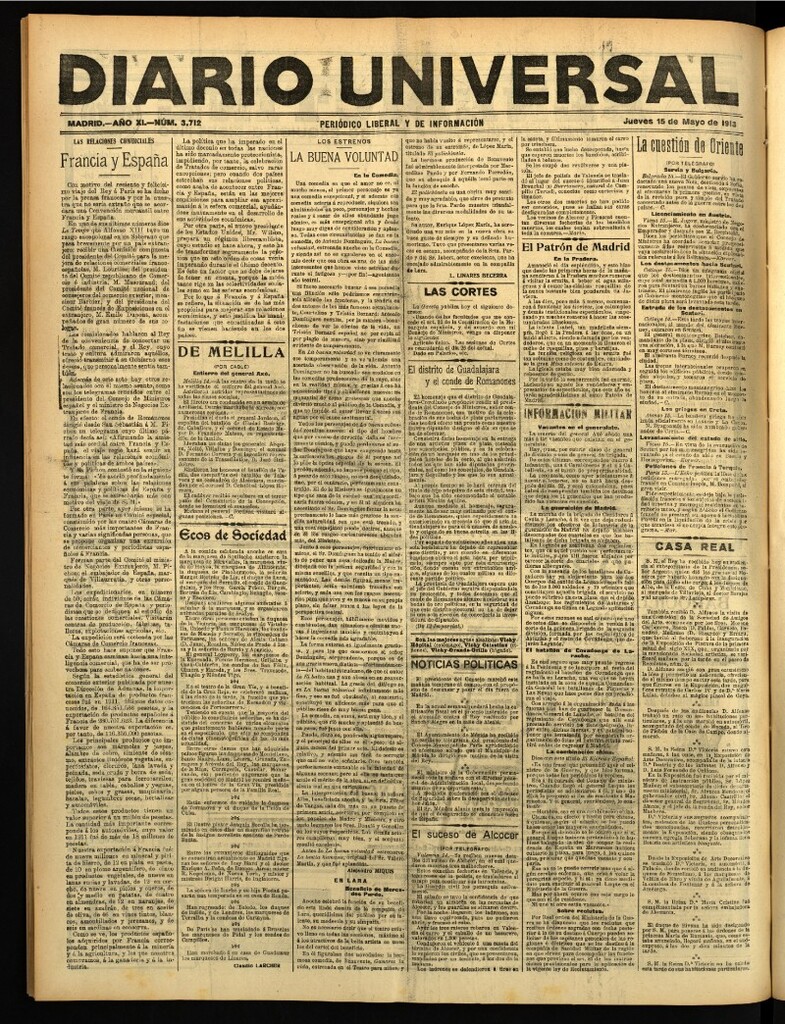 Miniatura de Diario Universal del 15 de mayo de 1913