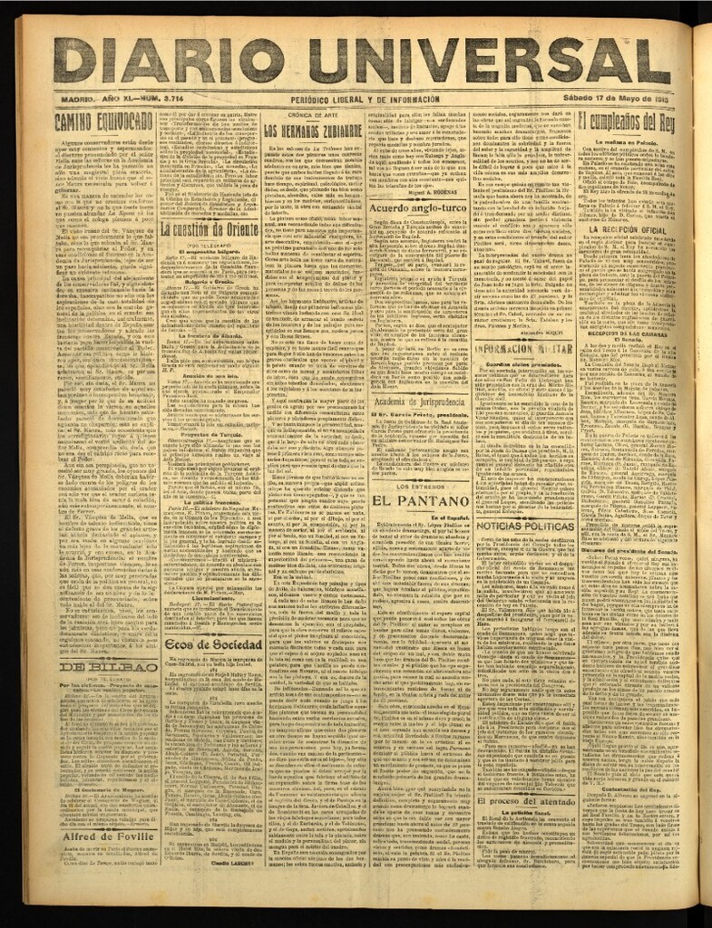Miniatura de Diario Universal del 17 de mayo de 1913