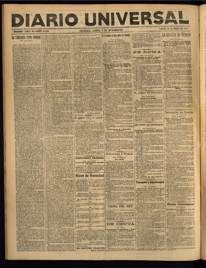 Miniatura de Diario Universal del 19 de mayo de 1913